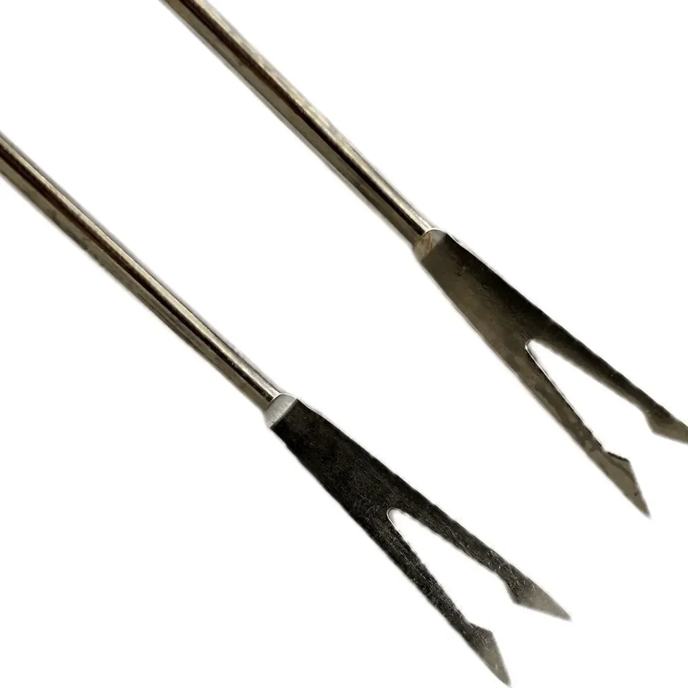 2 Teak Fondue Forks Skewers Picks Appetizer Cocktail Seafood Stainless‎ Steel